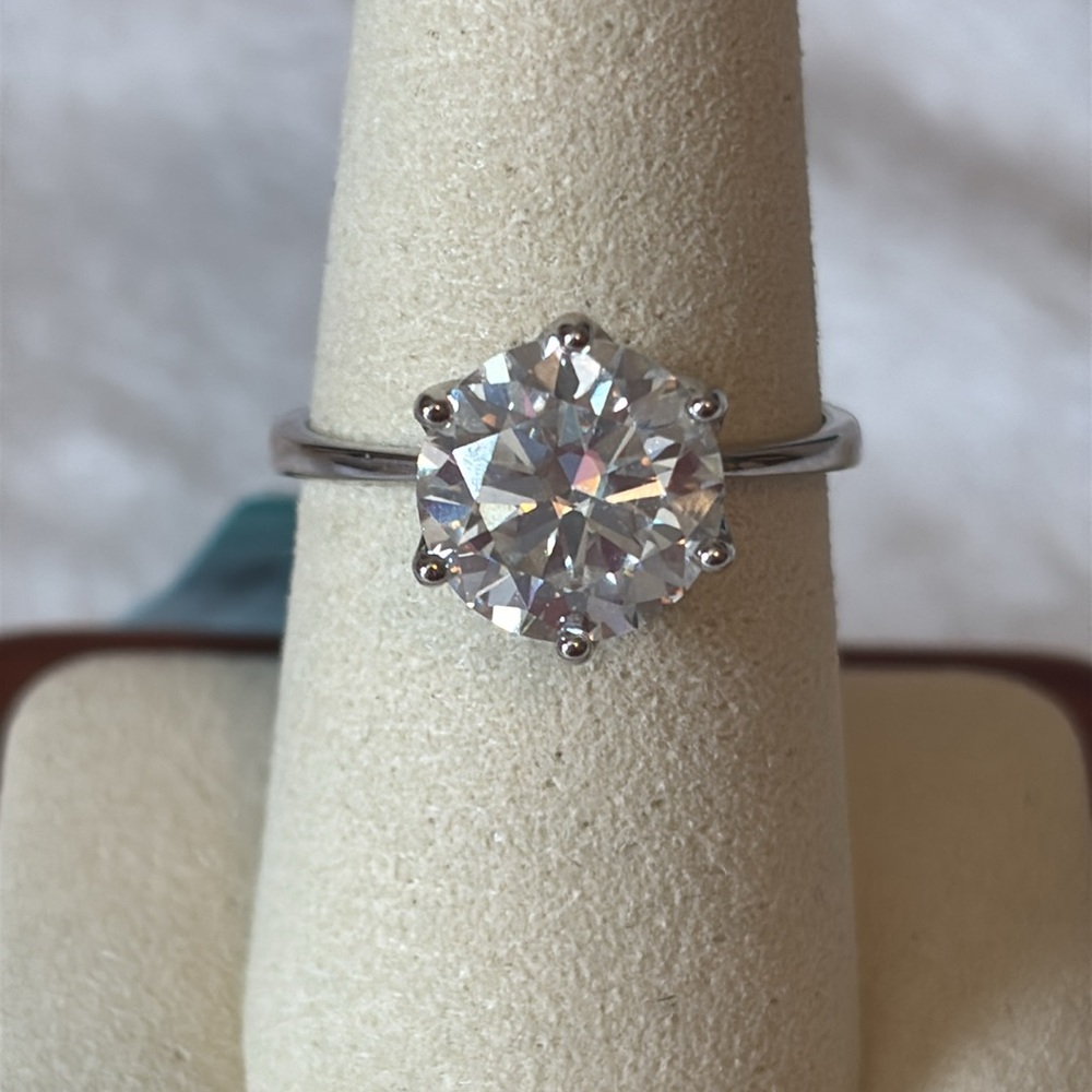 NWT Certified 3.5 CT Moissanite Diamond Solitaire Ring 925 Sterling Silver